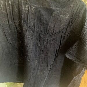 Jaded Gypsy Navy Crinkle Button-Front Tunic – L/XL